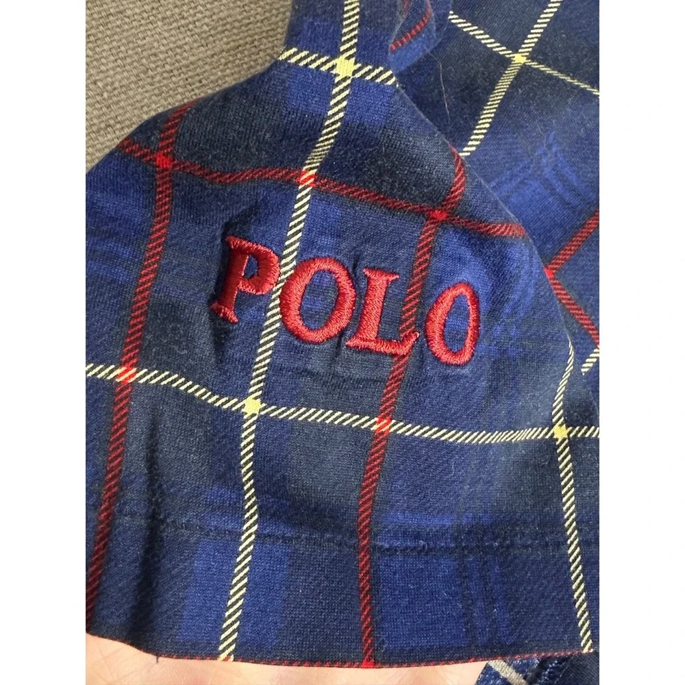 Polo Ralph Lauren The Presidents Cup Plaid Polo Shirt Mens Large Navy Blue L